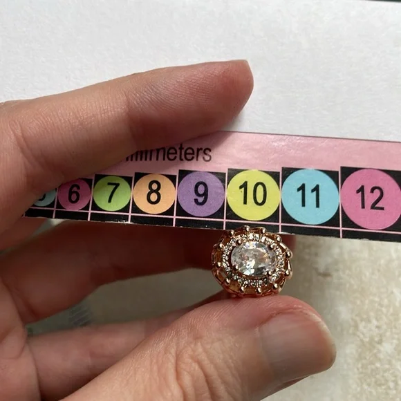 🖤5/$25 Rose Gold large zirconia diamond Ring 9 - 10 mm stone halo setting - Picture 9 of 13
